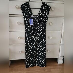 Marshalls LONDON TIMES Black Dress with  Polka Dots